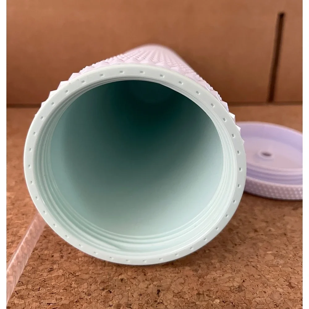 Starbucks Studded Tumbler 24oz White Mint Green Excellent‎ Matte Venti Cold Cup